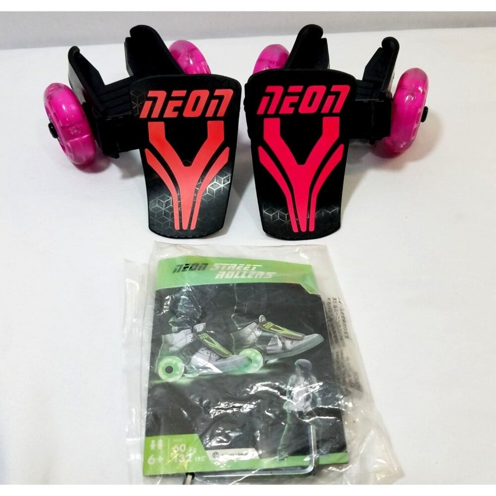 NEON Street Rollers Pink Wheel Lights Heel Skates Heelys Strap Wheel